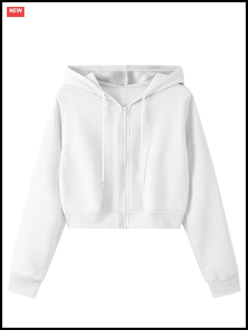 Zip Up Cropped Hoodie, Long Sleeve, Pull On, 100% Polyester